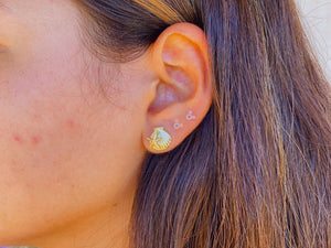 14KGF seashell with starfish stud earrings